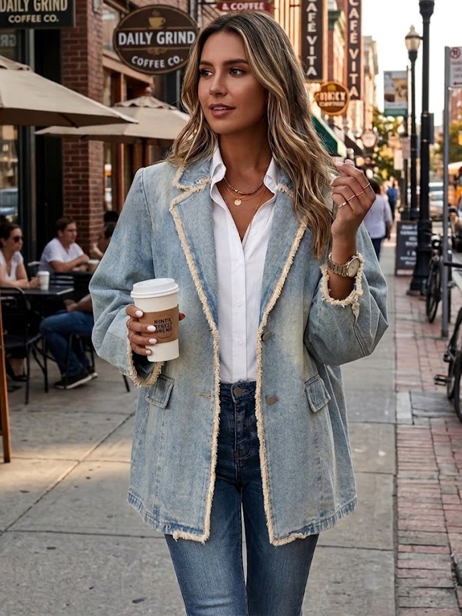 Florentine | Oversize-Jeansblazer mit offenen Kanten