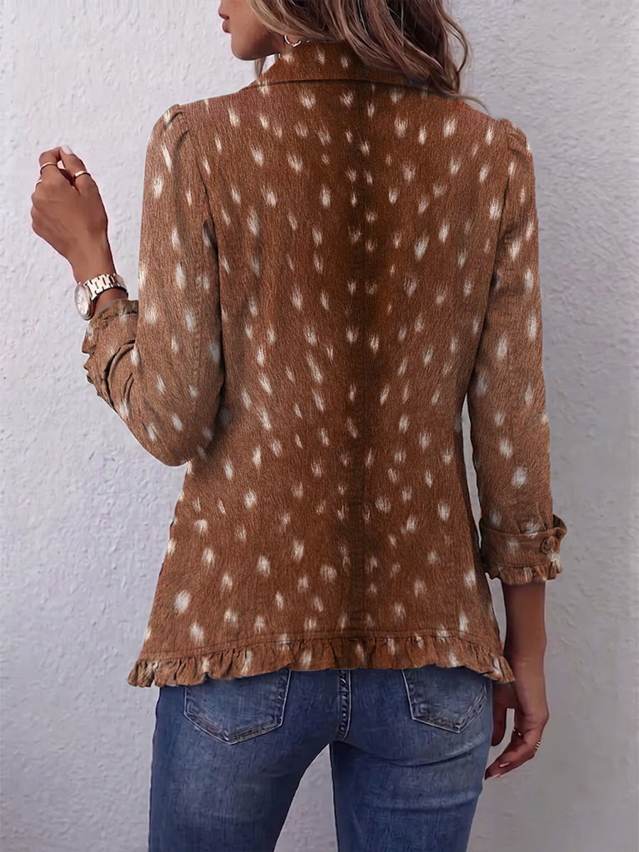 Nora-Marie | Boho-Jacke mit Tiermuster & Rüschen