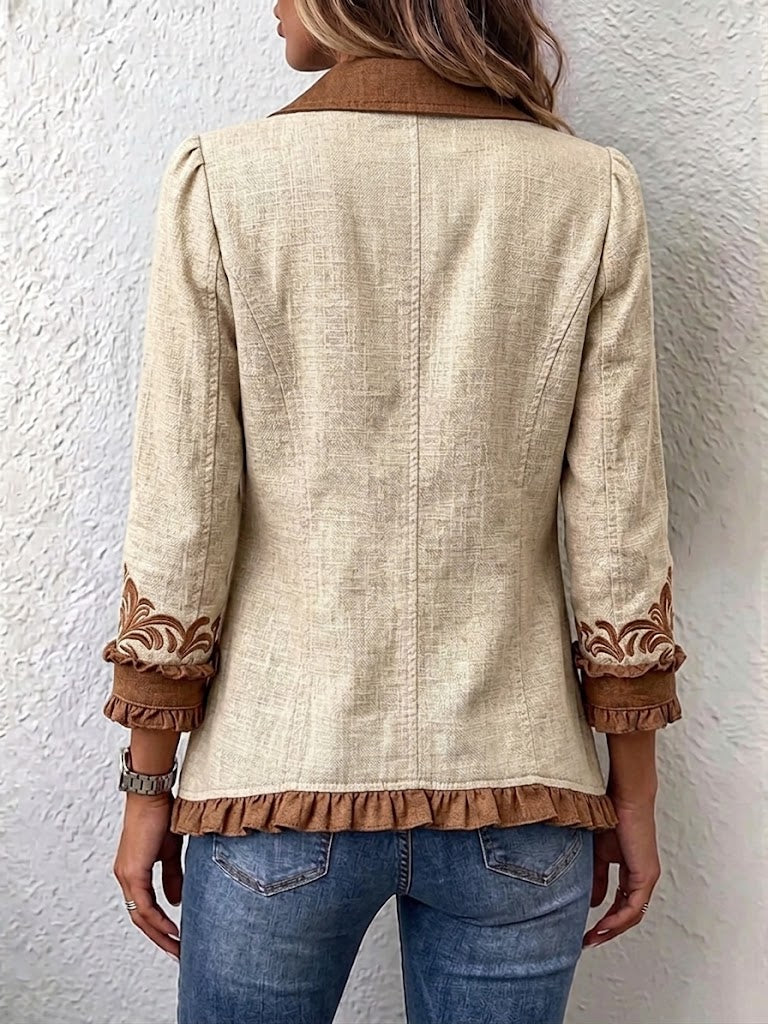 Mechthild-Marie | Vintage-Boho-Jacke mit Ornamentmuster & Rüschen