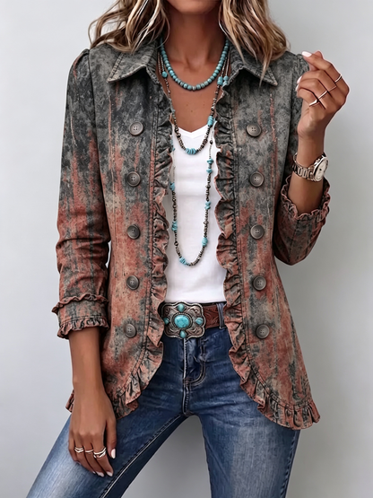 Brunhilde | Vintage-Jacke mit Farbverlauf & Rüschen